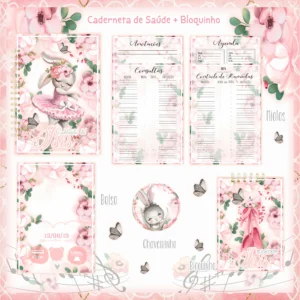 Arquivo Digital KIT Caderneta de vacina COELHINHA BAILARINA 01
