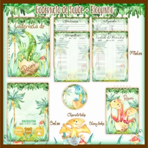 Arquivo Digital KIT Caderneta de vacina DINO AQUARELA 01