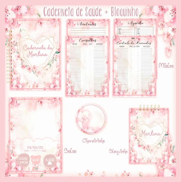 Arquivo Digital KIT Caderneta de vacina FLORAL 2