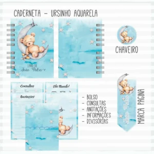 Arquivo Digital KIT Caderneta de vacina URSINHO AQUARELA 1