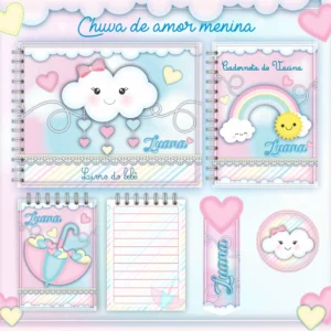 Arquivo Digital KIT Caderneta de vacina CHUVA DE AMOR MENINA 01