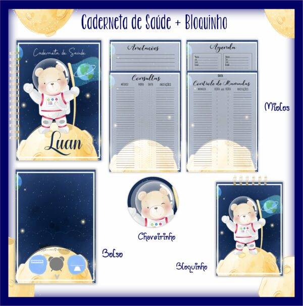Arquivo Digital KIT Caderneta de vacina URSO ASTRONAUTA 1