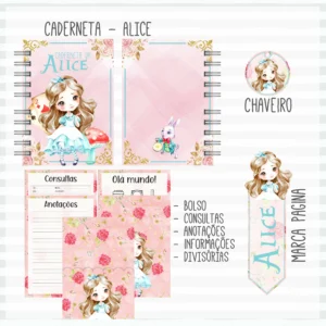 Arquivo Digital KIT Caderneta de vacina ALICE NO PAÍS DAS MARAVILHAS 2