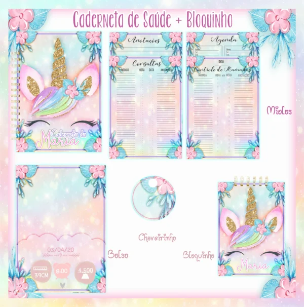 Arquivo Digital KIT Caderneta de vacina UNICORNIO 2