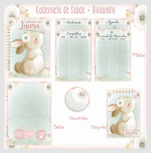 Arquivo Digital KIT Caderneta de vacina COELHINHA 01