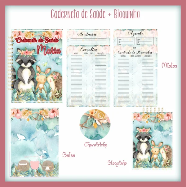 Arquivo Digital KIT Caderneta de vacina BOSQUE MENINA 02