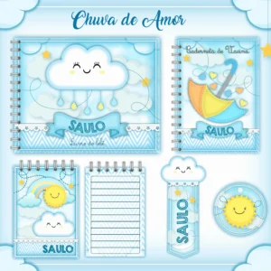 Arquivo Digital KIT Caderneta de vacina CHUVA DE AMOR MENINO 01