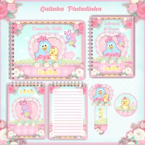 Arquivo Digital KIT Caderneta de vacina GALINHA PINTADINHA ROSA 1