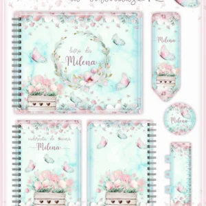 Arquivo Digital KIT Caderneta de vacina FLORAL MENINA 1