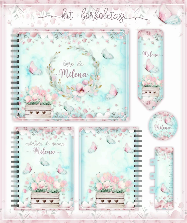 Arquivo Digital KIT Caderneta de vacina FLORAL MENINA 1