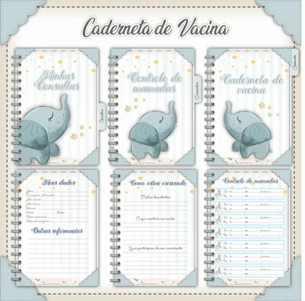 Arquivo Digital KIT Caderneta de vacina ELEFANTINHO 2 - Imagem 2