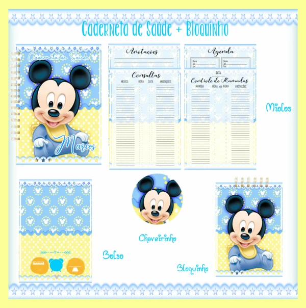 Arquivo Digital KIT Caderneta de vacina MICKEY BABY 2