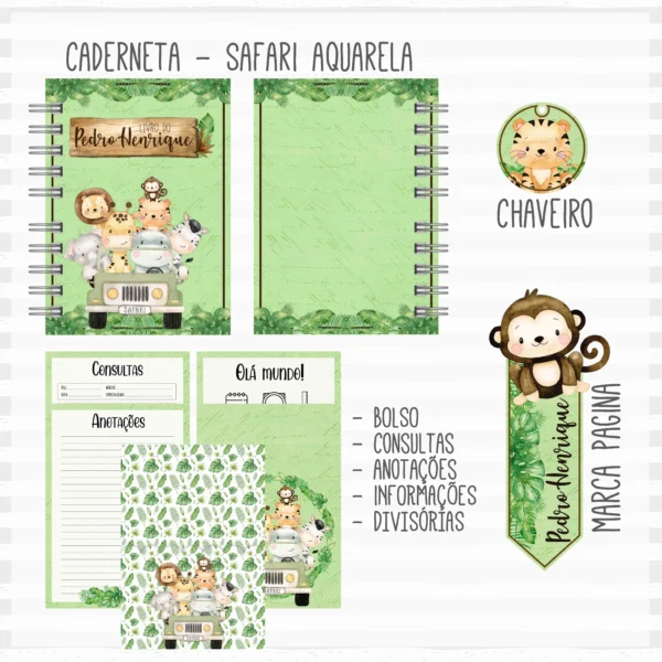 Arquivo Digital KIT Caderneta de vacina SAFARI MENINO 3