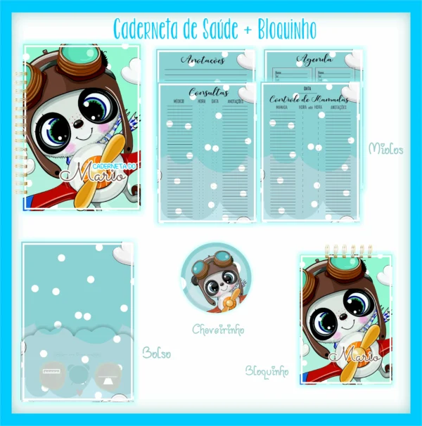 Arquivo Digital KIT Caderneta de vacina URSINHO AVIADOR 1