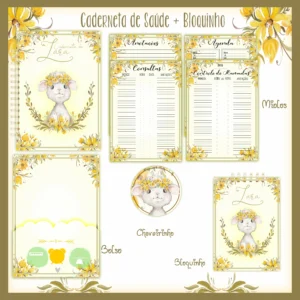 Arquivo Digital KIT Caderneta de vacina OVELHINHA AMARELO 1