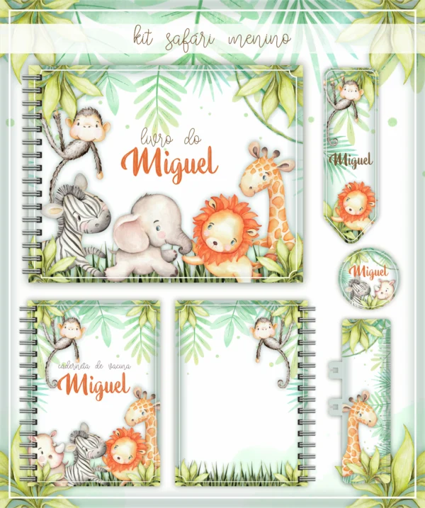 Arquivo Digital KIT Caderneta de vacina SAFARI MENINO 1