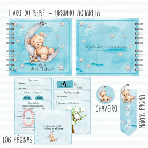 Arquivo Digital KIT Caderneta de vacina URSINHO AQUARELA 1 - Imagem 3