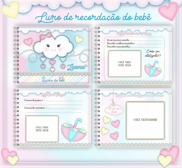 Arquivo Digital KIT Caderneta de vacina CHUVA DE AMOR MENINA 01 - Imagem 2