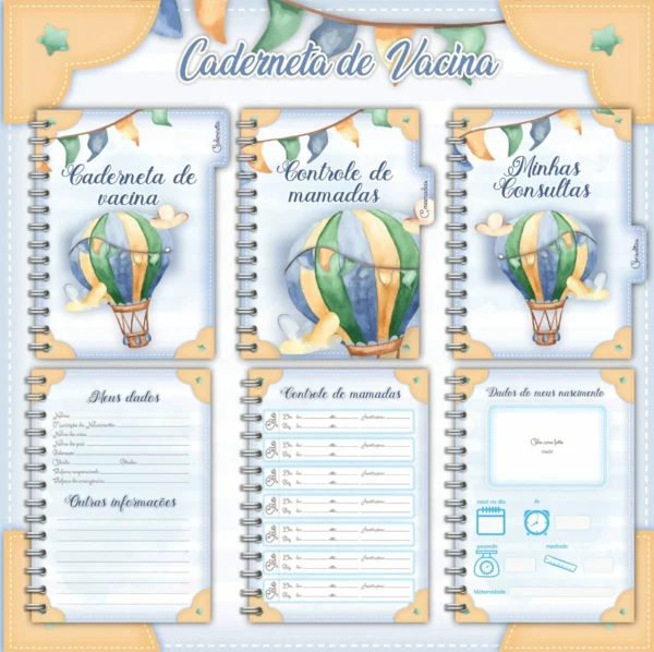 Arquivo Digital KIT Caderneta de vacina BALÃO MENINO 01 - Imagem 2