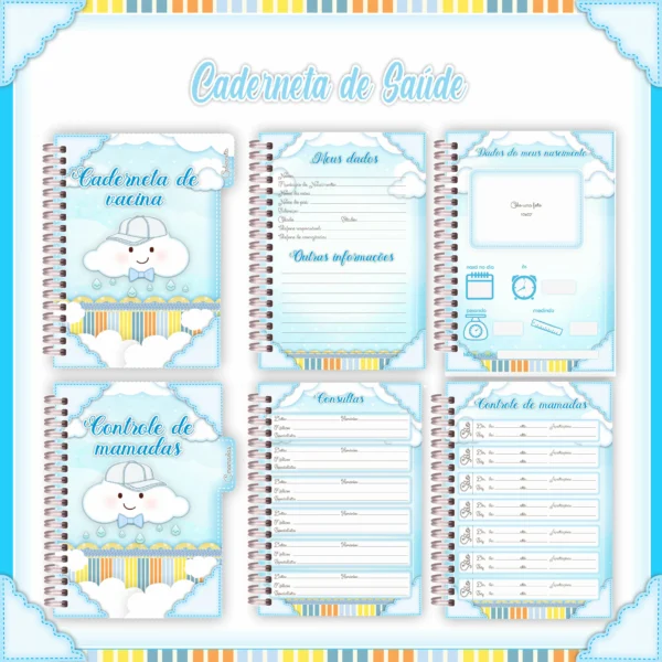 Arquivo Digital KIT Caderneta de vacina CHUVA MENINO 01 - Imagem 2
