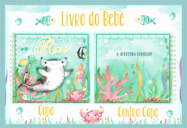 Arquivo Digital KIT Caderneta de vacina FUNDO DO MAR MENINO 1 - Imagem 2