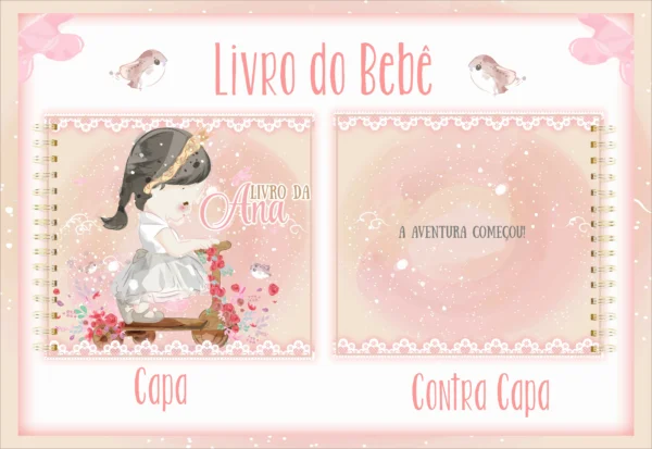 Arquivo Digital KIT Caderneta de vacina MENINA EM AQUARELA 1 - Imagem 2