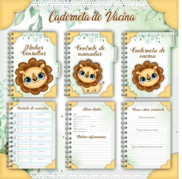 Arquivo Digital KIT Caderneta de vacina LEÃOZINHO 3 - Imagem 2