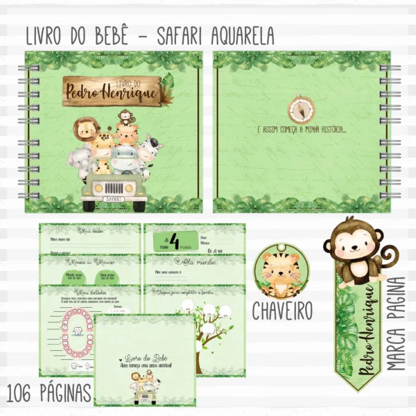 Arquivo Digital KIT Caderneta de vacina SAFARI MENINO 3 - Imagem 2