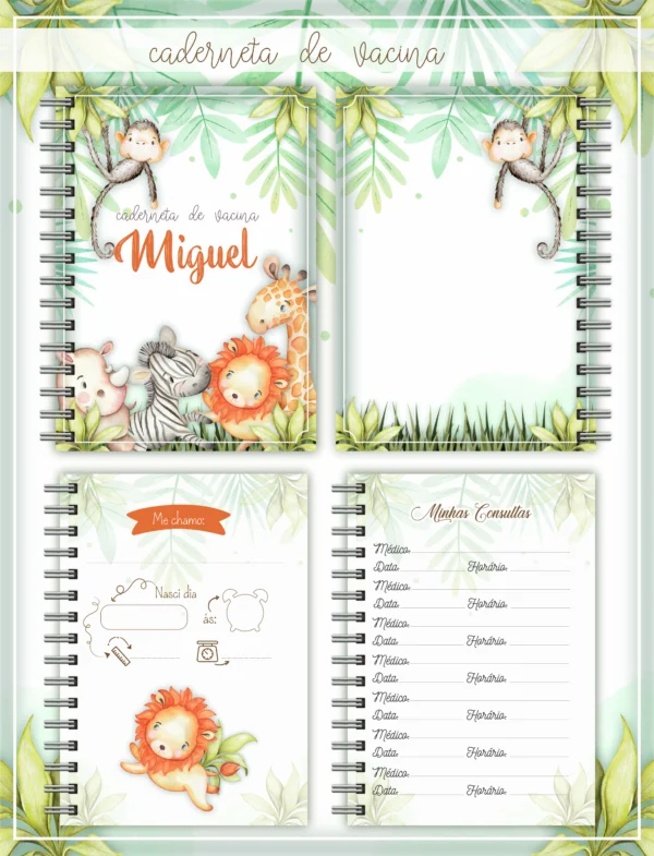 Arquivo Digital KIT Caderneta de vacina SAFARI MENINO 1 - Imagem 2
