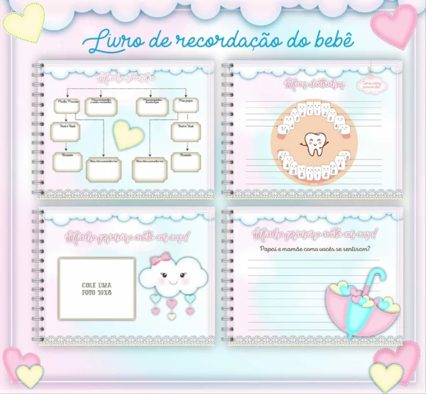 Arquivo Digital KIT Caderneta de vacina CHUVA DE AMOR MENINA 01 - Imagem 3
