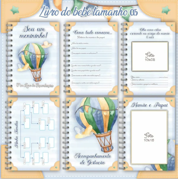 Arquivo Digital KIT Caderneta de vacina BALÃO MENINO 01 - Imagem 3