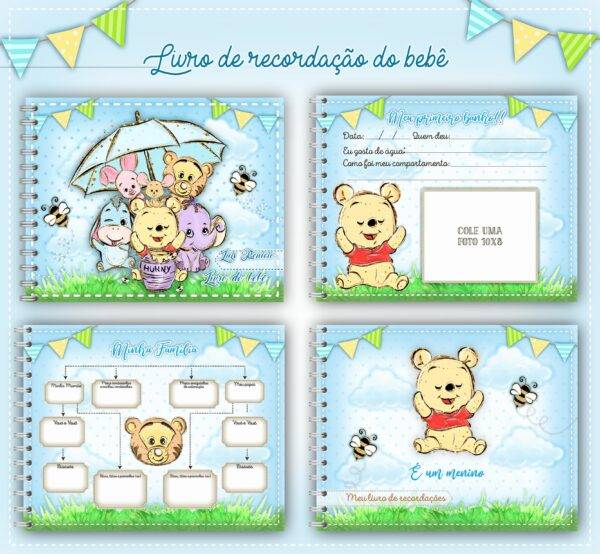 Arquivo Digital KIT Caderneta de vacina URSINHO POOH 1 - Imagem 4