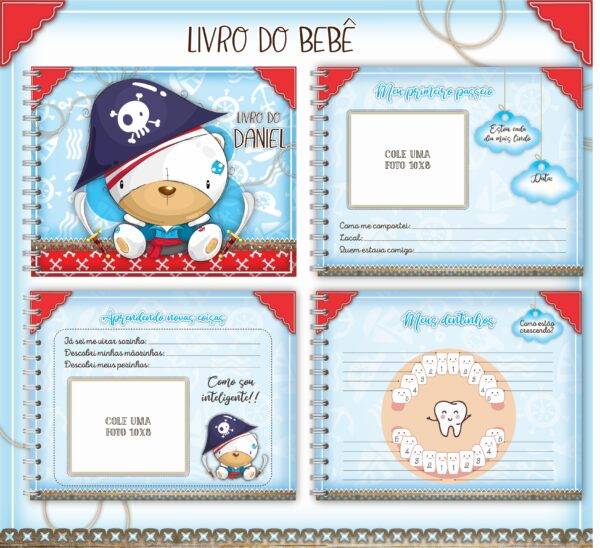 Arquivo Digital KIT Caderneta de vacina URSINHO PIRATA 1 - Imagem 5