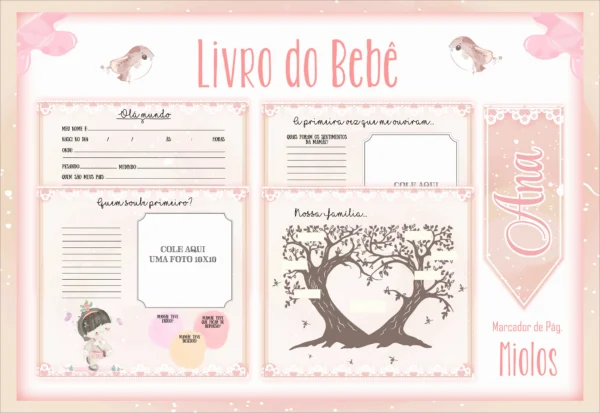 Arquivo Digital KIT Caderneta de vacina MENINA EM AQUARELA 1 - Imagem 3