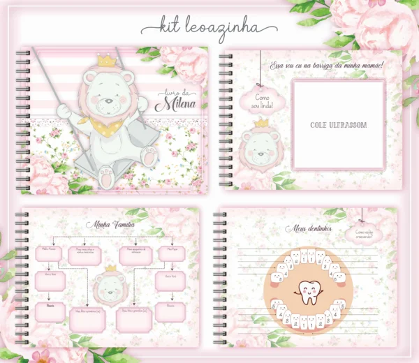 Arquivo Digital KIT Caderneta de vacina LEÃOZINHO ROSA 1 - Imagem 4