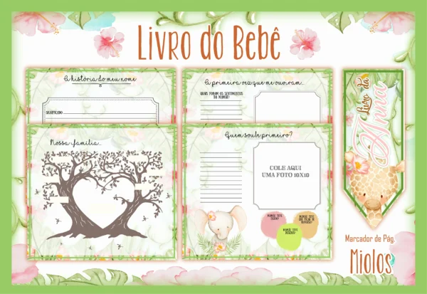Arquivo Digital KIT Caderneta de vacina SAFARI MENINA 5 - Imagem 3