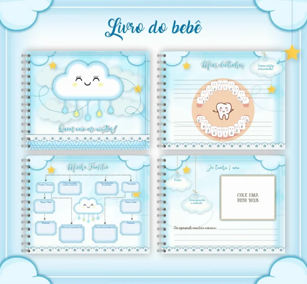 Arquivo Digital KIT Caderneta de vacina CHUVA DE AMOR MENINO 01 - Imagem 4