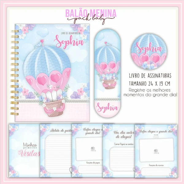 Arquivo Digital KIT Caderneta de vacina BALÃO MENINA 02 - Imagem 3