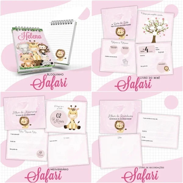 Arquivo Digital KIT Caderneta de vacina Safari Menina 3 - Imagem 2