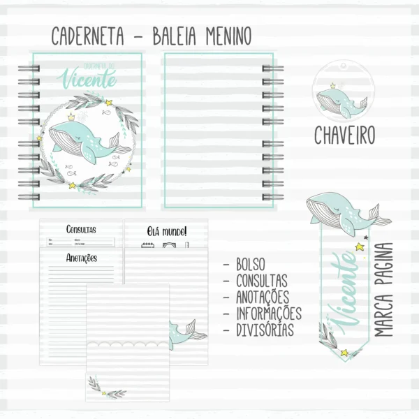 Arquivo Digital KIT Caderneta de vacina BALEIA MENINO 1
