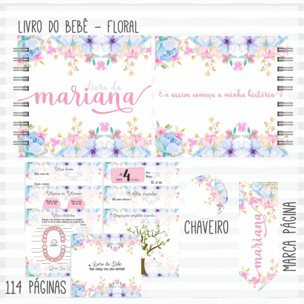 Arquivo Digital KIT Caderneta de vacina FLORAL 5 - Imagem 2