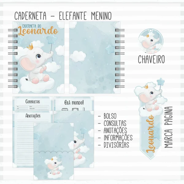 Arquivo Digital KIT Caderneta de vacina ELEFANTE MENINO 1