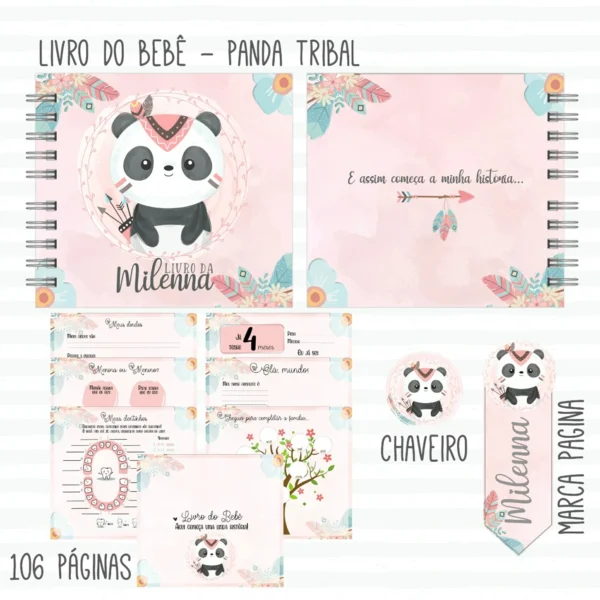 Arquivo Digital KIT Caderneta de vacina PANDA MENINA 4 - Imagem 2