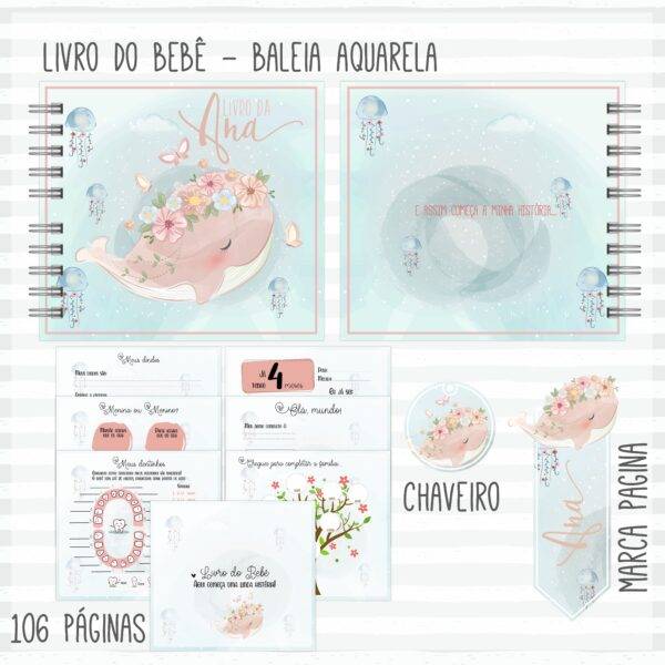 Arquivo Digital KIT Caderneta de vacina BALEIA MENINA 1 - Imagem 2