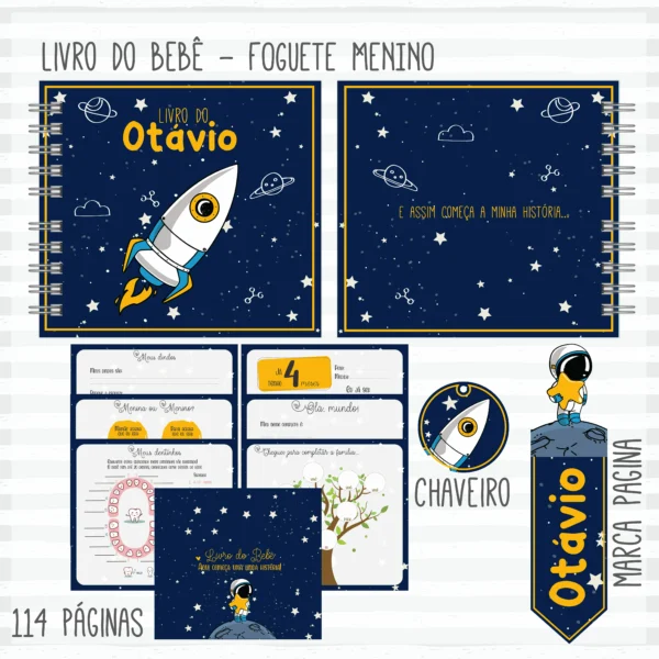 Arquivo Digital KIT Caderneta de vacina FOGUETE MENINO 1 - Imagem 2