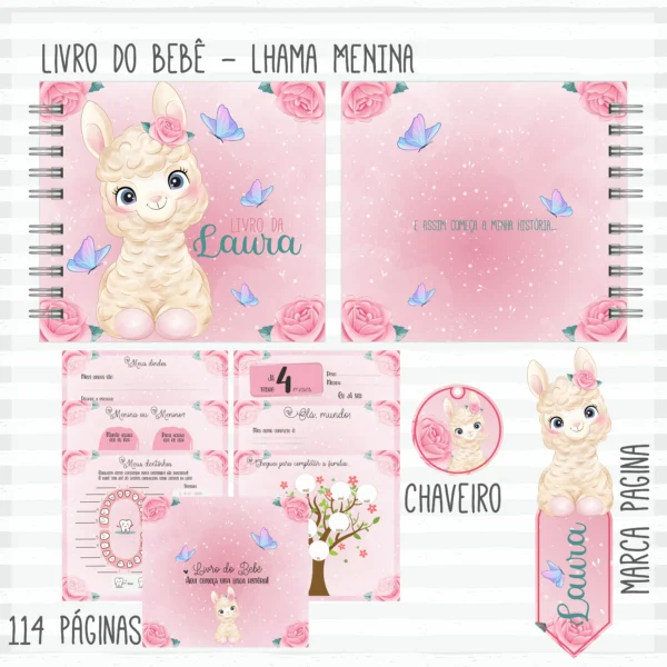Arquivo Digital KIT Caderneta de vacina LHAMA MENINA 1 - Imagem 2