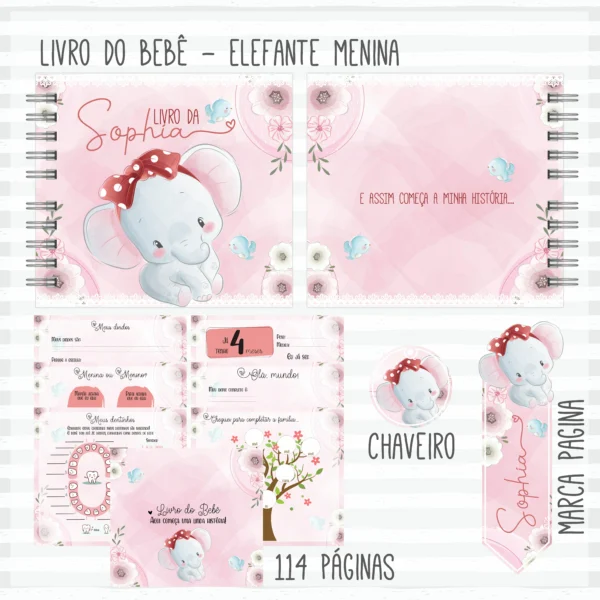 Arquivo Digital KIT Caderneta de vacina ELEFANTE MENINA 1 - Imagem 2