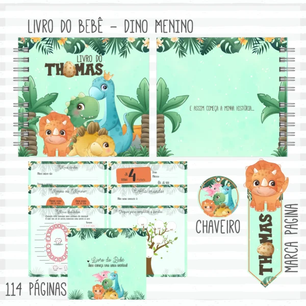 Arquivo Digital KIT Caderneta de vacina DINO MENINO 2 - Imagem 2