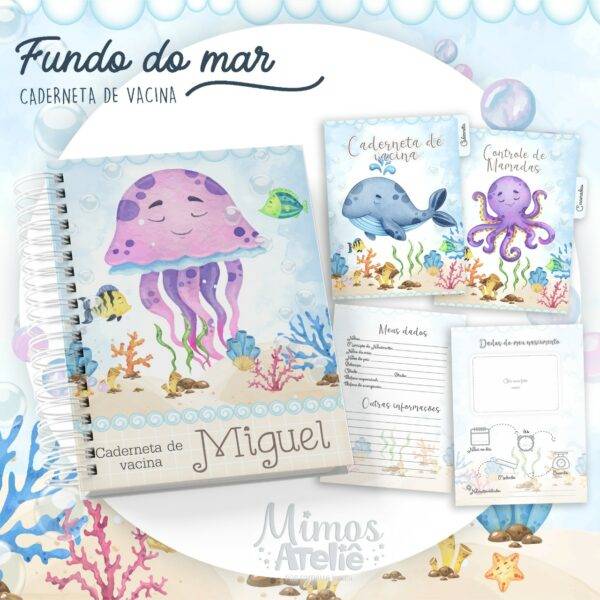 Arquivo Digital KIT Caderneta de vacina FUNDO DO MAR MENINO 2