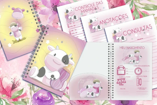 Arquivo Digital KIT Caderneta de vacina VAQUINHA ROSA 1